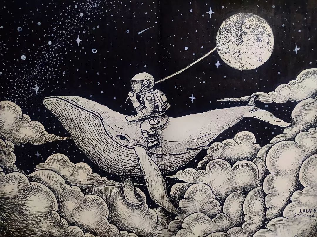 'see you on the other side of the moon'<br/><br/>INK ILLUSTRATION