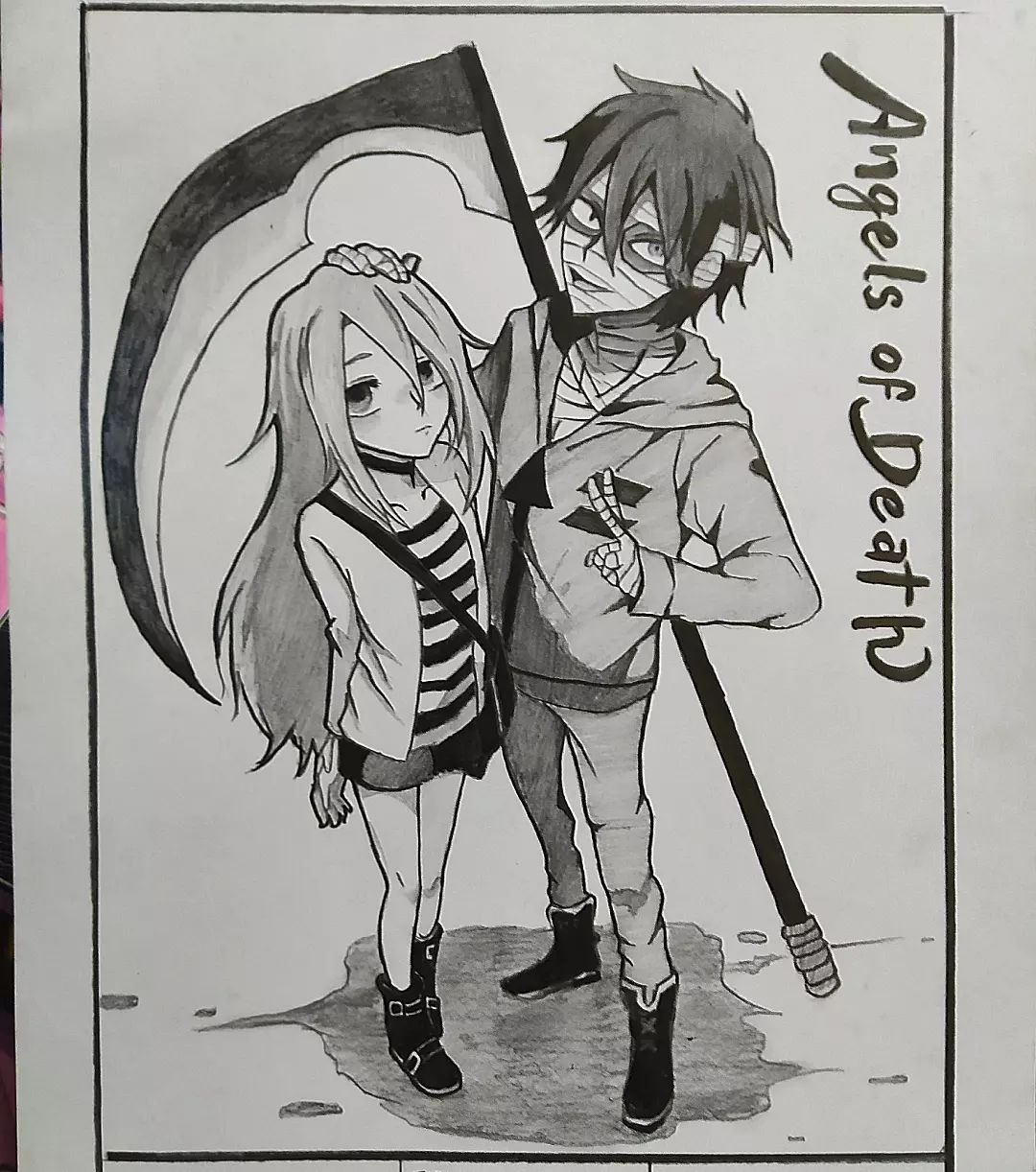ANGELS OF DEATH 🖤<br/>Assigned to draw my fave anime with just using a pencil.